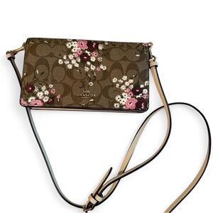 Coach Floral Anna Foldover Crossbody Clutch